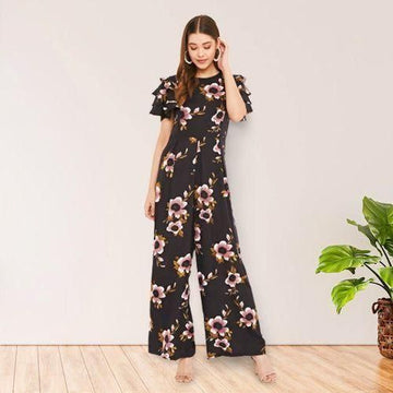 UPTOWNIE Women's Crepe Floral Flared Sleeves Jumpsuit Roposo Clout